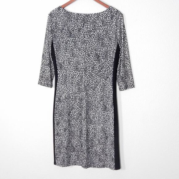 Lauren Ralph Lauren Sheath Dress Black White Size 14 Office Siren Polished - Picture 2 of 9